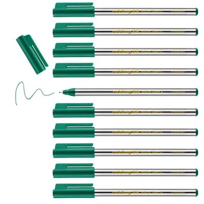 Imagen de edding 88 rotulador de punta fina verde 10 rotuladores redonda 0,6 mm para escribir, subrayar y dibujar con precisión en la oficina, casa escuela