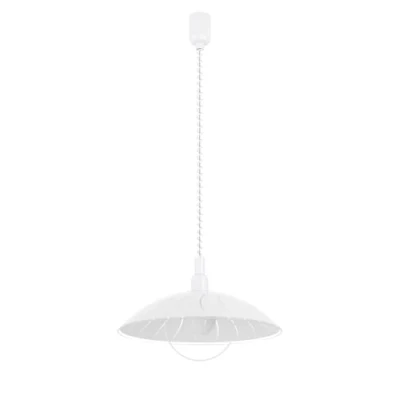 Imagen de EGLO Alvez lámpara colgante clásica de 1 foco con cable en espiral, regulable altura, plástico y cristal blanco, transparente cocina, para mesa comedor, casquillo E27
