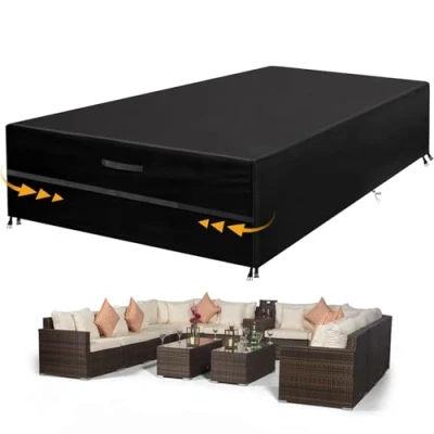 Imagen de GARPROVM Funda para Muebles de Jardín Exterior, Conjuntos Cubierta Impermeable, Paño Oxford 600D, Sofa Jardin, al Aire Libre, Patio, Esquina (350x260x90cm)