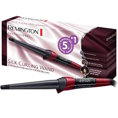 Imagen de Remington Rizador de Pelo Silk, Cerámica Sedosa, Ondulador con Barril 13 a 25 mm, Crea Rizos Suaves y Sueltos, Temperatura hasta 220C, Digital, Punta Fría, Calentamiento 30s, CI96W1