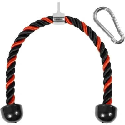Imagen de Yes4All Cuerda de tríceps roja y negra 36 pulgadas, accesorio cable negro, sistema polea para gimnasio con mosquetón, máquina ejercicio