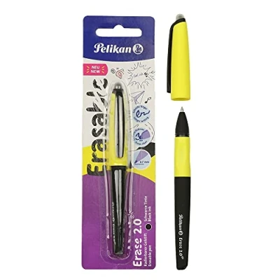 Imagen de Pelikan Erase 2.0, Bolígrafo Borrable Ergonómico, Tinta Negra, para Diestros y Zurdos, el Colegio, Punta M Indeformable, Recambio Negro Incluido, Recargable