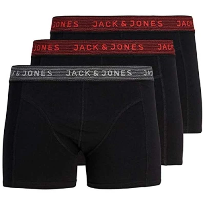 Imagen de Jack &amp; Jones Calzoncillos Tipo bóxer, 3 Unidades, Color Asfalto, Rojo Fuego, XL