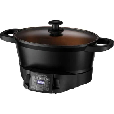 Imagen de Russell Hobbs Good To Go Multi Cooker Capacidad 6,5L, 8 Funciones, Tecnología para Cocinar, Servir y Limpiar, Programación Digital, Temporizador, Acero Inoxidable, Tapa Vidrio, Negro 28270 56