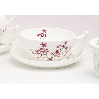 Imagen de TeaLogic Taza con platillo Cherry Blossom, de Porcelana, 300 ml