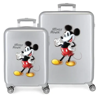 Imagen de Disney 100 Mickey Joyful Juego de maletas Gris 55/70 cms Rígida ABS Cierre TSA integrado 119L 6 kgs 4 Ruedas dobles equipaje mano