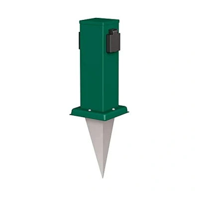 Imagen de ledscom.de Portalámpara de jardín Polly con piqueta Tierra para Exteriores, IP44, 2 Conectores, Verde, Cuadrada, 27cm