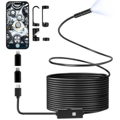Imagen de Romon Endoscopio Camara de Inspeccion,1080 HD Cámara Serpiente Endoscópica Flexible con 8 Luces LED No Necesita WIFI Impermeable IP67 Inspeccion Tuberias para Tableta Smartphone (10M)