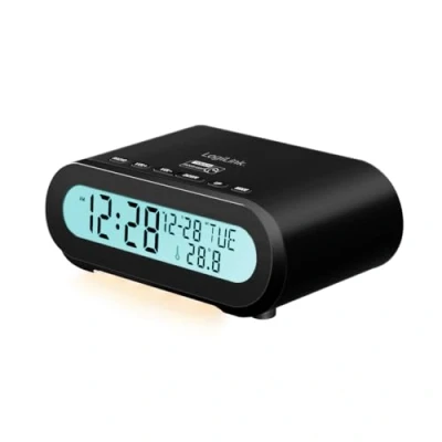 Imagen de Logilink SC0121 Radio Despertador, indicador de Temperatura y Humedad, Temporizador sueño, Incluye Puerto USB para Cargar teléfono/Tableta/eReader