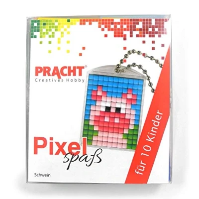 Imagen de Pracht Creatives Hobby P90058 05501 Juego de manualidades para 10 niños, con medallones diseño pixels, niños y niñas