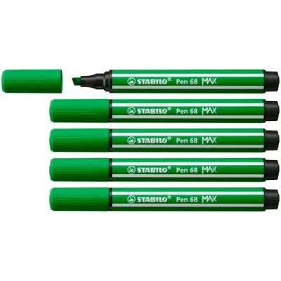 Imagen de STABILO Rotulador Premium punta biselada (1 + 5 mm) Pen 68 MAX Caja de Color Verde Hoja