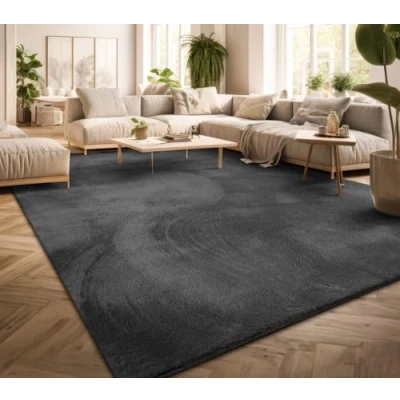 Imagen de TT Home Alfombra Salón Pelo Corto Monocolor Diseño Moderno Lavable Amarillo Dorado, Color: Antracita, Tamaño:200x280 cm