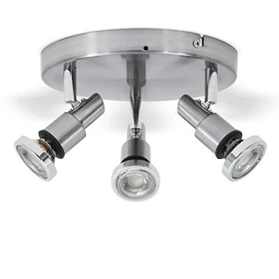Imagen de Lámpara de techo para baño incl. 3x5W bombillas LED IP44 230V, Focos Orientables GU10, color cromo, luz blanca cálida 3000K