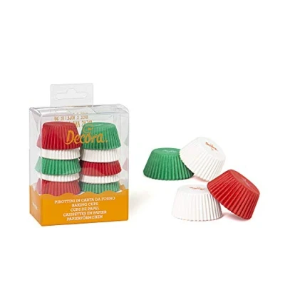 Imagen de DECORA 0339751 CF 200 Cups DE Papel Blanco/Rojo/Verde 32 X 22 MM