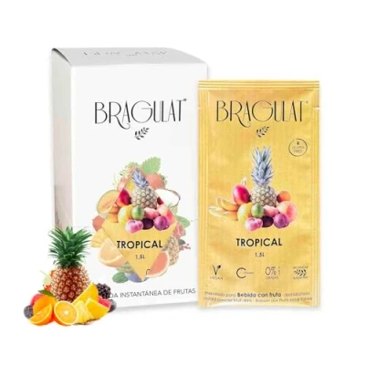 Imagen de BRAGULAT Bebida de Frutas Tropical Bebidas y Refrescos Instantáneas en Polvo Saborizantes Sin Azucar, con Vitamina C B12 15 Sobres
