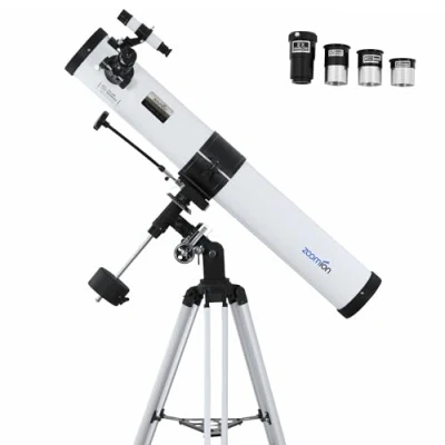 Imagen de Zoomion Voyager 76/900 EQ Reflector telescopio Juego de astronómico con trípode, Montura y oculares para niños Principiantes