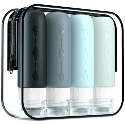 Imagen de Gemice Botella de Viaje 4 Pack TSA aprobó la Portátiles Silicona a Prueba Fugas (90ml) para champús, lociones y artículos tocador, FDA Certified BPA Free