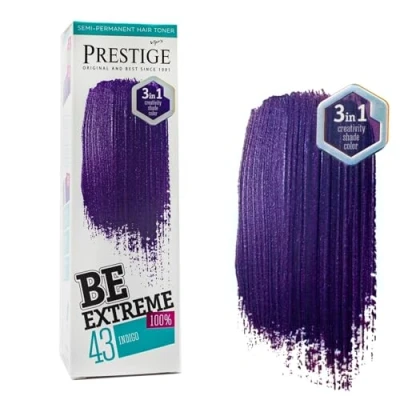 Imagen de Vip&#039;s Prestige Be Extreme Tóner Semipermanente para el cabello Color 43 Índigo Pigmento Puro Da a Cabellos Decolorados o Canosos Sin Amoniaco, Parabenos y PPD