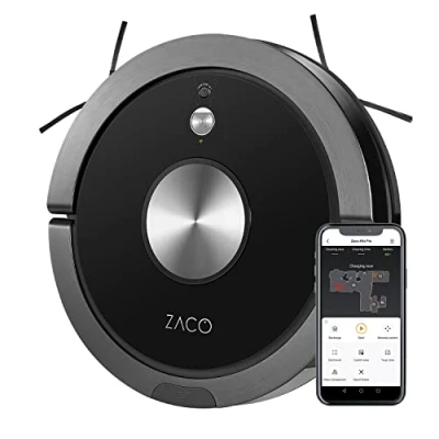 Imagen de ZACO Robot aspirador y fregasuelos A9sPro WiFi, Alexa, Google, App, Aspiradora fregadora 3en1, cámara de navegación mapeo, Aspiradores para suelos duros, parquet, alfombras, pelos mascotas