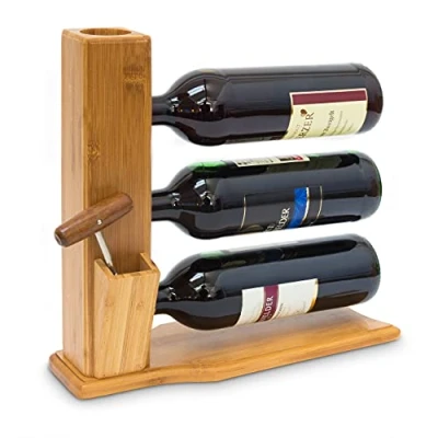Imagen de Relaxdays, 32 x 34 12 cm, Bambú Soporte Vino, Botellero para 3 Botellas, 1.1Kg