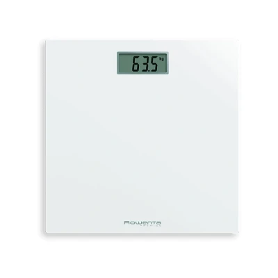 Imagen de Báscula de baño Rowenta Premiss BS1401V0, Peso máximo 150 kg, Vidrio Templado, Apagado Automático, Pantalla LCD, Diseño Extraplano, Blanco