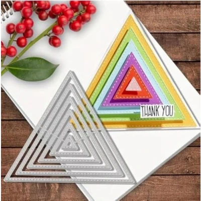 Imagen de Troqueles de metal con triángulos múltiples, plantillas corte triangulares geométricas, bricolaje, álbumes recortes, papel decorativo para tarjetas