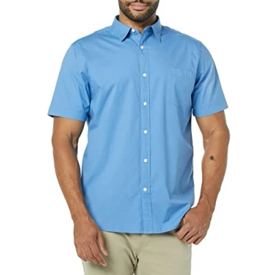 Imagen de Amazon Essentials Camisa de Popelín Manga Corta y Ajuste Entallado Hombre, Azul Claro, XXL