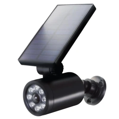 Imagen de Maclean Cámara Solar Simulada con Sensor de Movimiento y Luz LED, Vigilancia IP Lente, IP44, Uso en Exteriores, 220lm, 6500 K, Energía Solar, LED Rojo Intermitente