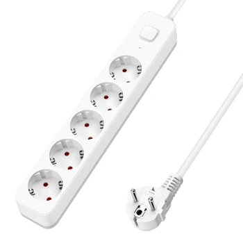 Imagen de Aigostar Regleta Enchufes, Alargador Enchufe de 5 Enchufes con Interruptor, Cable 1,5 Metros, Blanco