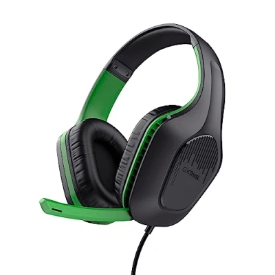 Imagen de Trust Gaming GXT 415X Zirox Ligeros Cascos para Xbox Series X/S con Drivers de 50 mm, Conexión 3.5 Micrófono Plegable, Auriculares Cable 1,2 m, Over Ear Negro/Verde