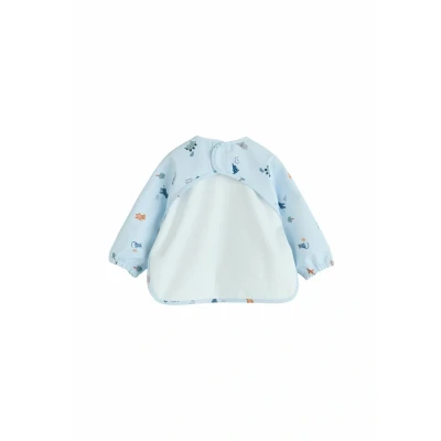 Imagen de Next Weaning AND Feeding Sleeved Babero para niños, Talla: 1 2a, Blue dino jungle