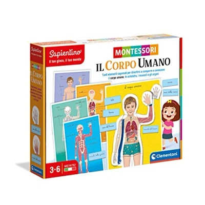 Imagen de Clementoni Sapientino Juego Montessori de 3 años, Juguete Educativo para el Desarrollo del Cuerpo Humano, anatomía y lenguaje, Fabricado en Italia, Individual, Multicolor, 7 x 5 cm (16373)