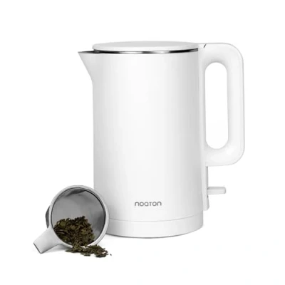 Imagen de Noaton K2W Essential, Hervidor eléctrico, Capacidad 1,7, Diseño de doble pared, Acero inoxidable, 1500W, Silencioso, Base 360, Sin BPA, Blanco