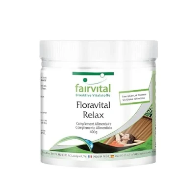 Imagen de Fairvital Flora Pro Relax Probiótico con 5 Cepas bacterianas Lactobacilos + Bifidobacterias Inulina Psyllium (Psilio) en polvo Plantago ovata 400 g