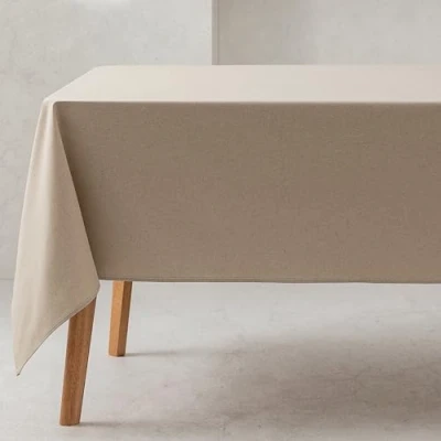 Imagen de GAMUSI Mantel Liso Tela algodón orgánico Impermeable Antimanchas Rectangular Color Piedra 140x180 cm