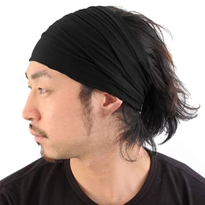 Imagen de CHARM Hombre Cinta De Correr Bandana Pelo Pañuelos Diadema Mujer Elastica Negro M