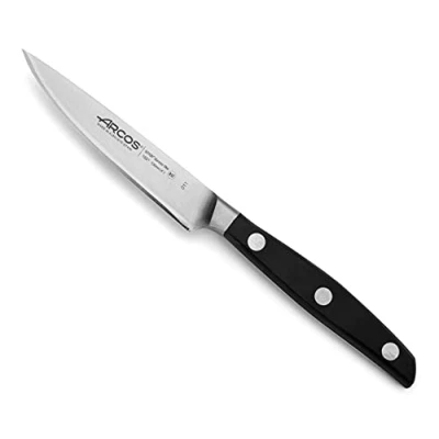Imagen de Arcos Cuchillo Pelar Forjado Acero Inoxidable. Cocina Afilado para Frutas y Verduras. Mango Ergonómico Polioximetileno Hoja 100mm. Serie Manhattan. Color Negro.
