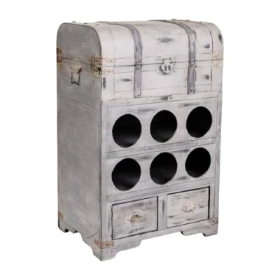 Imagen de Wanderlust deco Baul botellero de Madera con arcon y Hueco 6 Botellas