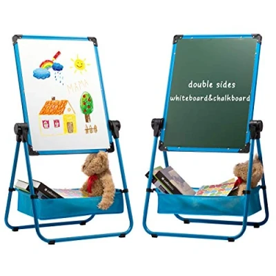 Imagen de DOEWORKS Pizarra Infantil Caballete para niños, Blanca y Magnetica Infantil, Altura Ajustable &amp; 360Rotación con Conjunto Completo, Azul