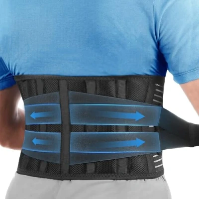 Imagen de Faja Lumbar para Hombre y Mujer, Abdominal Trabajo Soporte de Espalda, Cinturon Tamaño Ajustable con Elástico, Diseño Ergonómico Aliviar el Dolor, L