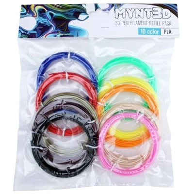 Imagen de MYNT3D Paquete de recarga filamento bolígrafo 3D PLA (10 colores, 3 m cada uno)