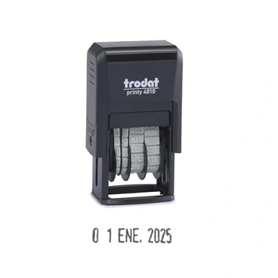 Imagen de Sello Fechador Trodat Printy 4810, meses español abreviados, altura fecha 3,8 mm, entintaje automático, tinta negra