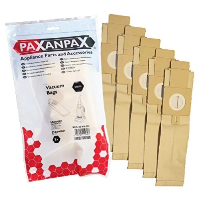 Imagen de Paxanpax VB291 Bolsas compatibles para Hoover H20/H20A Purepower U3100, U3200, U3300, U3400, U3500, PU2100, DM4483 Daewoo Vertical Series (5 Unidades), Papel, marrón