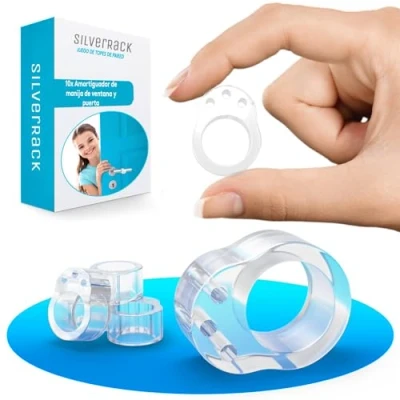 Imagen de SilverRack® tope de puerta transparente [10 unidades] pared como protección perfecta para y protector picaportes ventanas