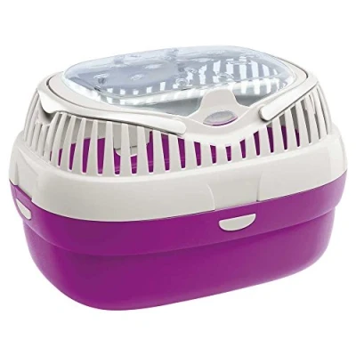 Imagen de Ferplast Trasportín para conejos, conejillos de Indias y ratones ALADINO LARGE Jaula viaje roedores Plástico, Rejillas ventilación, Cómoda asa, 36 x 26 h 23 cm Fucsia