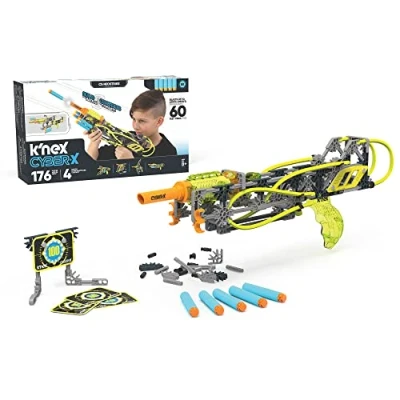 Imagen de K&#039;Nex Basic Fun 12457 Cyber X C5 Neostrike Blasts up to 75 ft 184 Pieces, 4, Targets, 5 Darts Gift Kids 8+ Building Set, Multicolor, M