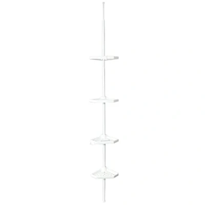 Imagen de TIENDA EURASIA Estanteria Baño con 4 Baldas, Estantería Blanca, Sin Taladro Telescopica, Ducha Ajustable a Distintas Alturas, Esquinera (Plástica)