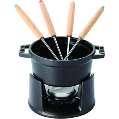Imagen de Staub Mini Set Fondue, Hierro Fundido, Negro Mate, 10 cm