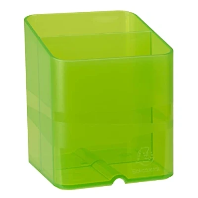 Imagen de Exacompta 67735D 10 Portalápices con 2 compartimentos de diferente tamaño y altura para adaptarse a todos sus utensilios 74x74x93mm PEN CUBE Verde anís translúcido