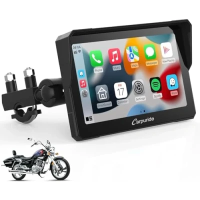 Imagen de Carpuride W702 Pantalla GPS 7 Pulgadas CarPlay para Motocicleta Inalámbrico y Android Auto, Táctil Impermeable, Bluetooth Dual, Navegación, Siri.